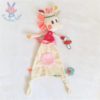 Doudou plat Licorne Louise blanc rose attache tétine LILLIPUTIENS