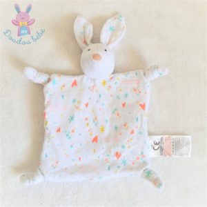 Doudou plat Lapin blanc coeurs étoiles « make a wish » Génération Z