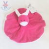 Doudou plat Lapin rond rose fuchsia blanc MABULD'AIR