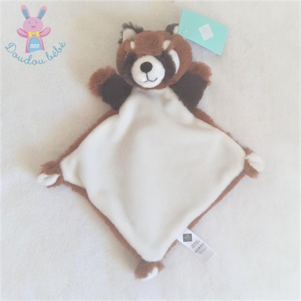 Doudou plat Panda Raton laveur roux blanc marron noir TEX BABY CARREFOUR
