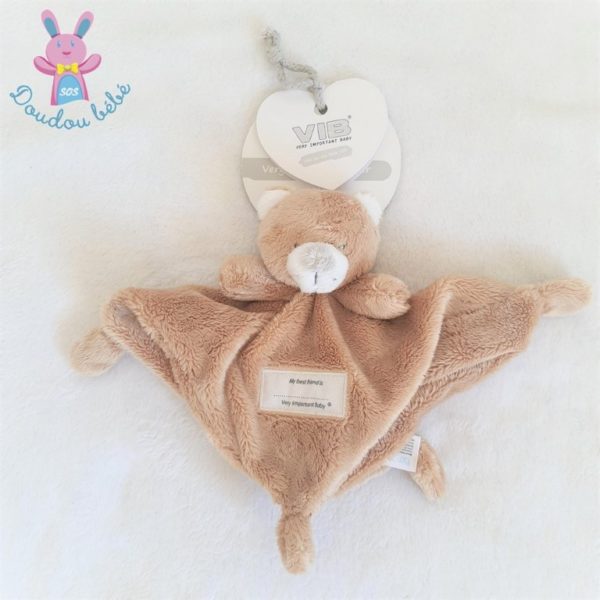 Doudou plat Ours beige crème blanc VIB VERY IMPORTANT BABY