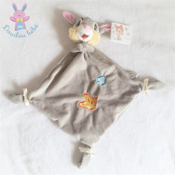 Doudou plat Lapin Panpan gris papillons nœuds DISNEY DISNEYLAND