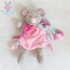 Marionnette Souris Pearly rose gris fleur DOUDOU ET COMPAGNIE