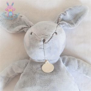 Lapin Perle gris « J’aime mon doudou » 50 cm DOUDOU ET COMPAGNIE