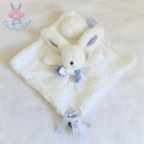 Doudou Lapin plat blanc happy glossy DOUDOU ET COMPAGNIE