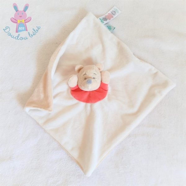 Doudou plat Ours Winnie beige blanc rouge DISNEY by PRIMARK