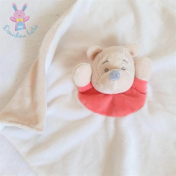 Doudou plat Ours Winnie beige blanc rouge DISNEY by PRIMARK