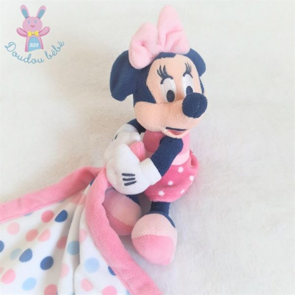 Doudou Souris Minnie mouchoir pois rose blanc bleu DISNEY STORE