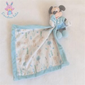 Doudou Souris Mickey mouchoir bleu blanc arbres DISNEY STORE