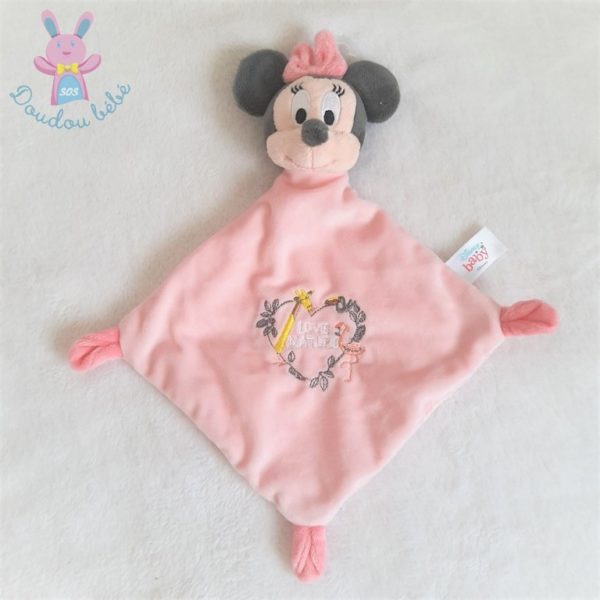 Doudou plat Minnie rose "love nature" girafe flamant DISNEY