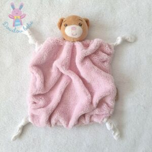 Doudou plat Ours beige plume rose pâle KALOO