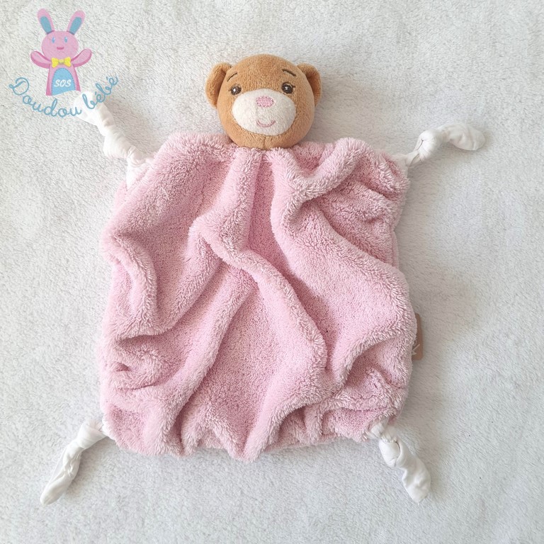 Doudou plat Ours plume rose pâle KALOO