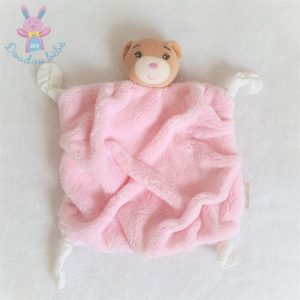 Doudou plat Ours beige plume rose pâle KALOO