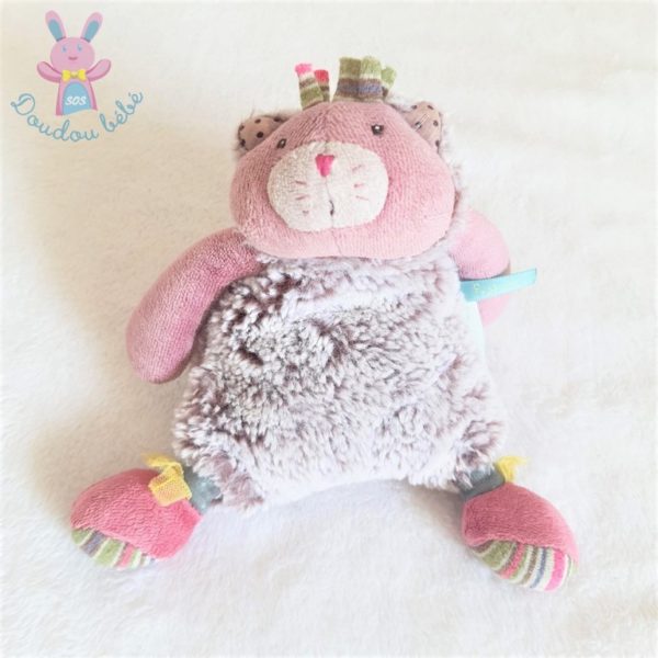 Doudou Chat gris chiné mauve Les Pachats MOULIN ROTY