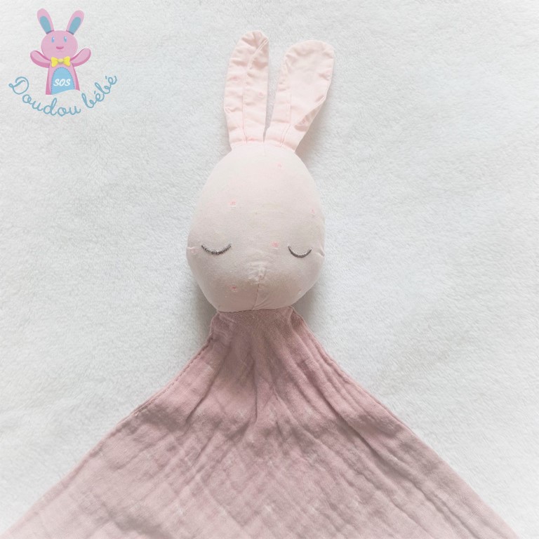 Doudou plat Lapin lange rose nature pure grey NATTOU