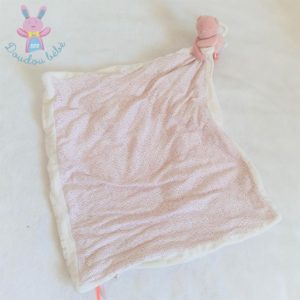 Doudou Chat Minouchka rose couverture blanc rose NOUKIE’S