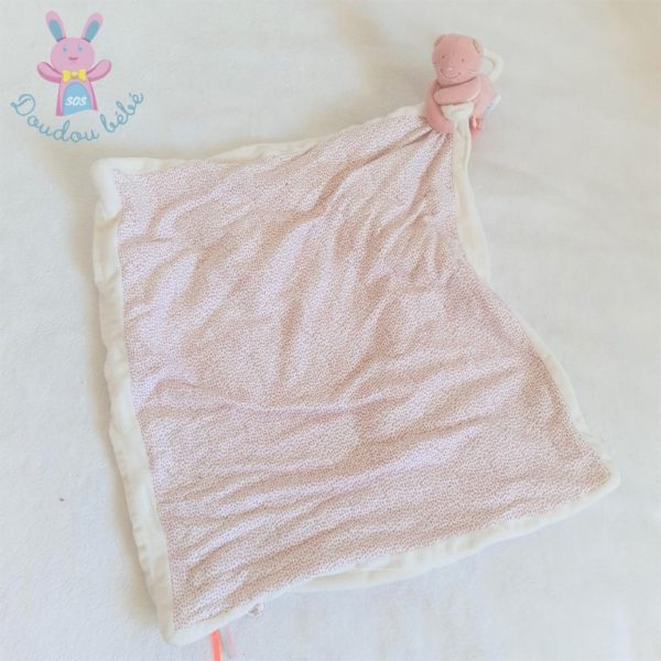 Doudou Chat Minouchka rose couverture blanc rose NOUKIE'S