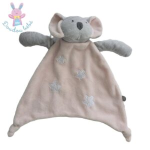 Doudou plat Koala rose gris étoiles OBAIBI OKAIDI