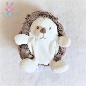 Doudou peluche Hérisson blanc et marron chiné 15 cm TEX BABY