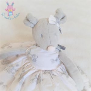 Doudou Souris grise robe rose nœud TARTINE ET CHOCOLAT