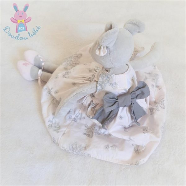 Doudou Souris gris robe rose TARTINE ET CHOCOLAT