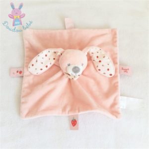 Doudou plat Lapin rose blanc fraises BOUT’CHOU MONOPRIX