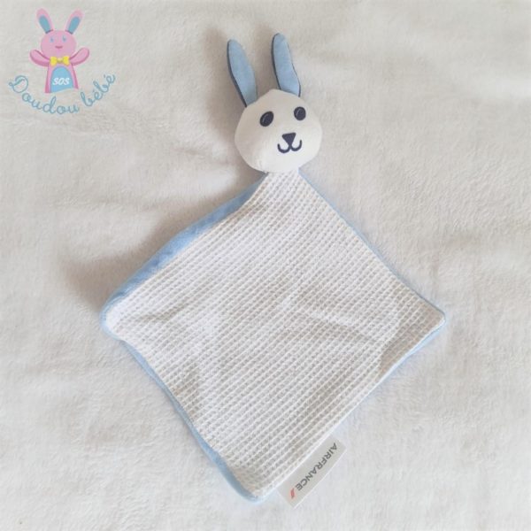 Doudou plat Lapin bleu blanc marine AIR FRANCE