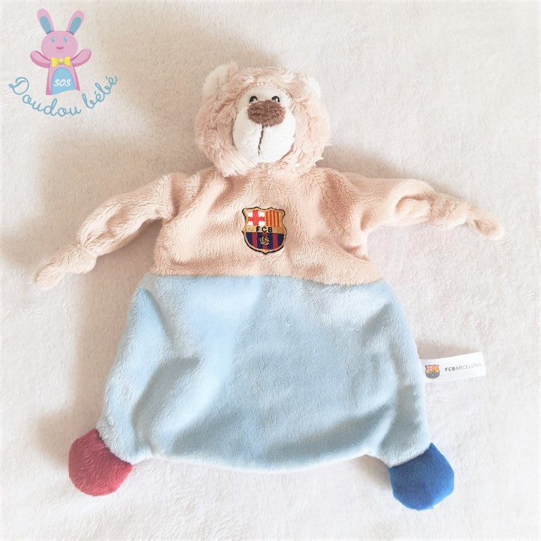 Doudou plat Ours bleu beige FCB FCBARCELONA