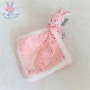 Doudou Lapin fourrure rose blanc mouchoir DANI CREATIONS