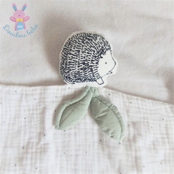 Doudou plat Hérisson lange blanc noir pois VERTBAUDET