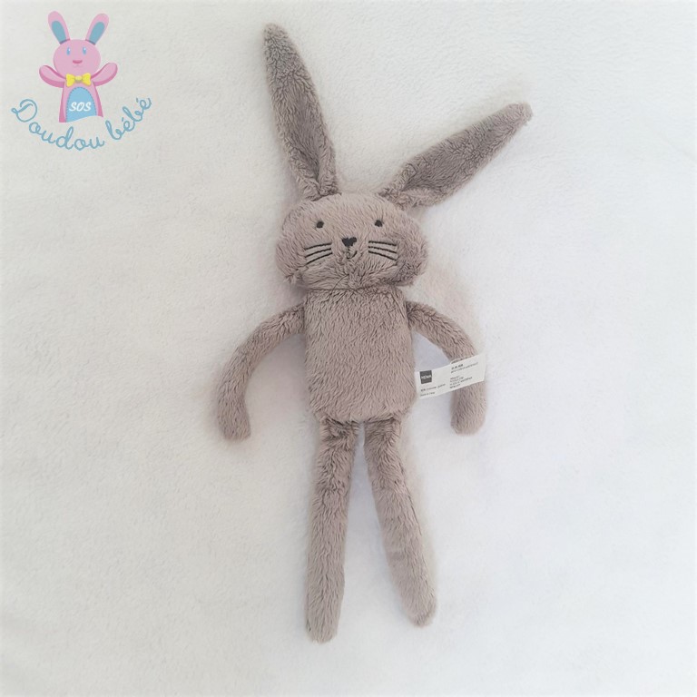 Doudou Lapin gris taupe noir nez cœur HEMA