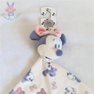 Doudou plat pétales Minnie blanc rose mouton DISNEY BABY