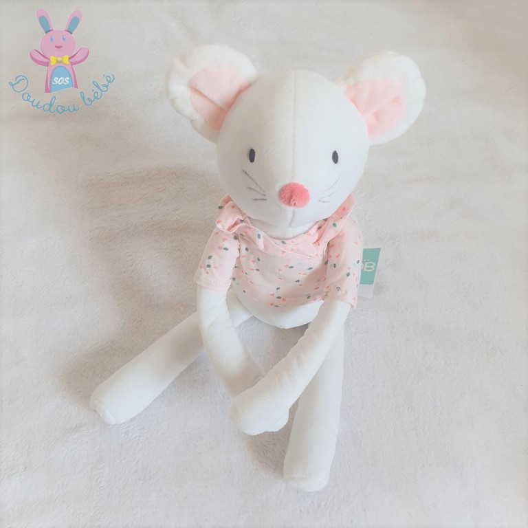 Doudou Souris blanc rose t shirt motifs OBAIBI OKAIDI
