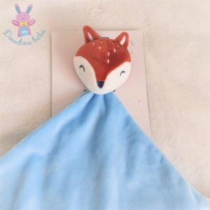 Doudou plat Renard Faon bleu marron blanc MES PETITS CAILLOUX