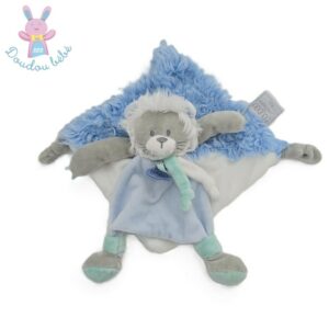 Doudou plat Lion Artik’Cool blanc bleu DOUDOU ET COMPAGNIE