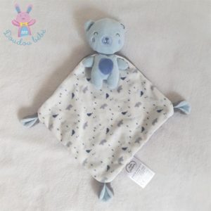 Doudou Ours bleu cape gris blanc animaux MOTS D’ENFANTS