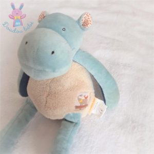 Doudou Hippopotame Les Papoum bleu beige MOULIN ROTY