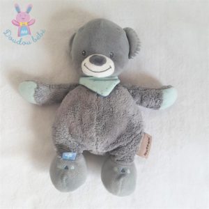 Doudou Ours Jules gris bleu blanc foulard 30 cm NATTOU