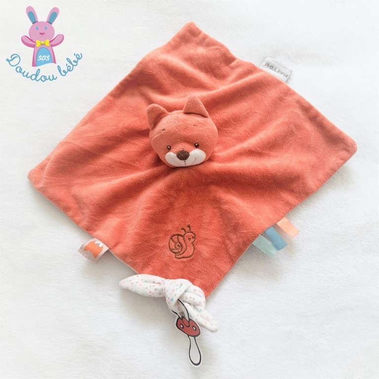 Doudou plat Renard Fanny & Oscar orange beige escargot NATTOU