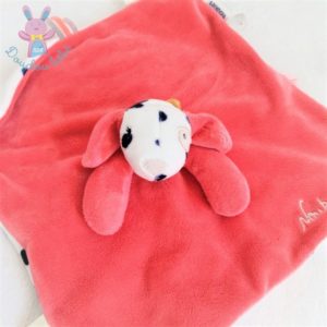Doudou plat Chien Amy & Zoé rose blanc à pois NOUKIE’S
