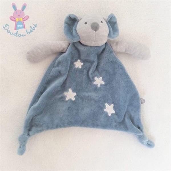 Doudou plat Koala bleu gris et étoiles blanc OBAIBI OKAIDI