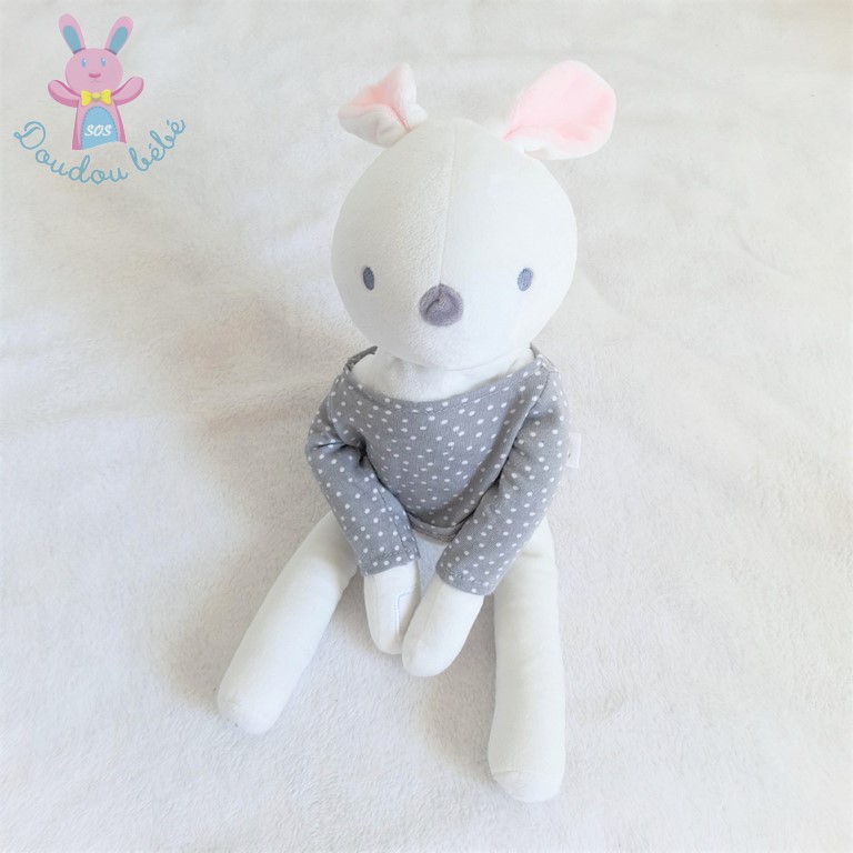 Doudou Lapin blanc gris OBAIBI