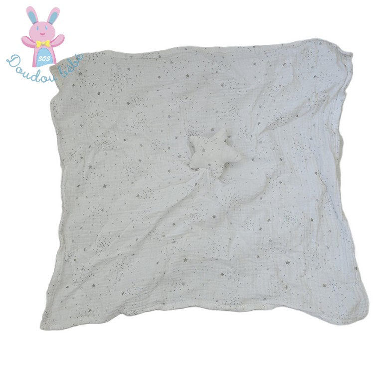 Doudou plat Etoile lange blanc gris étoiles argent MAISONS DU MONDE