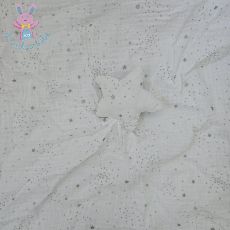Doudou plat Etoile lange blanc gris étoiles argent MAISONS DU MONDE
