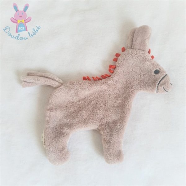 Doudou plat Ane beige crinière orange SYLVIE THIRIEZ