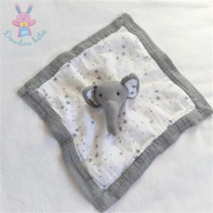 Doudou plat éléphant lange gris blanc étoiles MICASA MIGROS