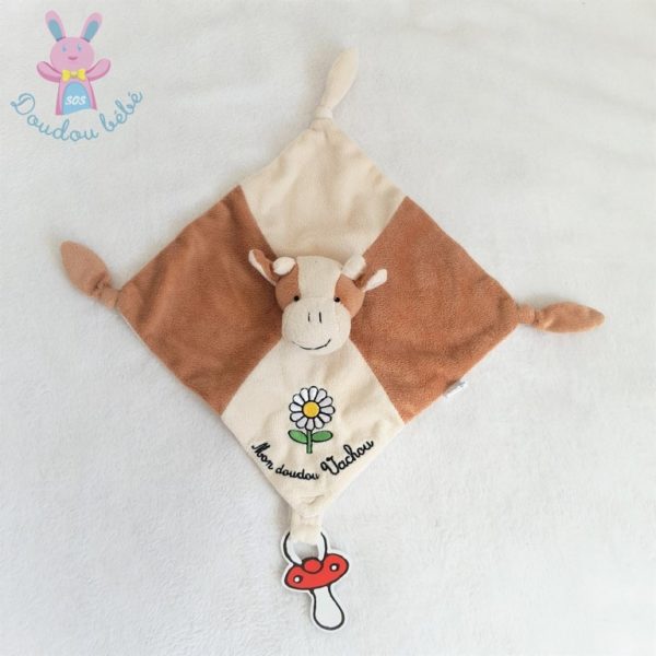 "Mon doudou Vachou" plat marron beige fleur marguerite HAN