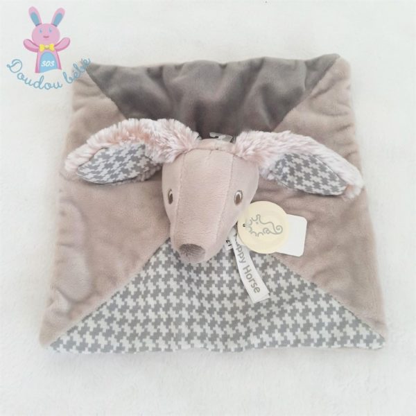 Doudou plat Chien beige gris taupe tout doux HAPPY HORSE