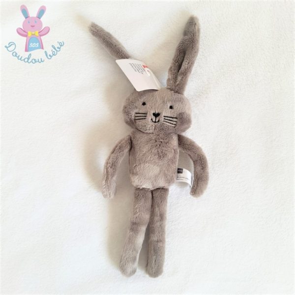 Doudou Lapin gris taupe noir nez cœur HEMA