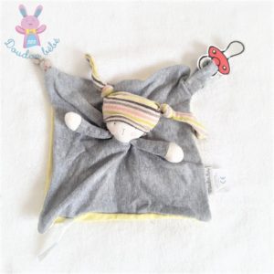 Doudou plat Poupée gris jaune Les Petits dodos MOULIN ROTY